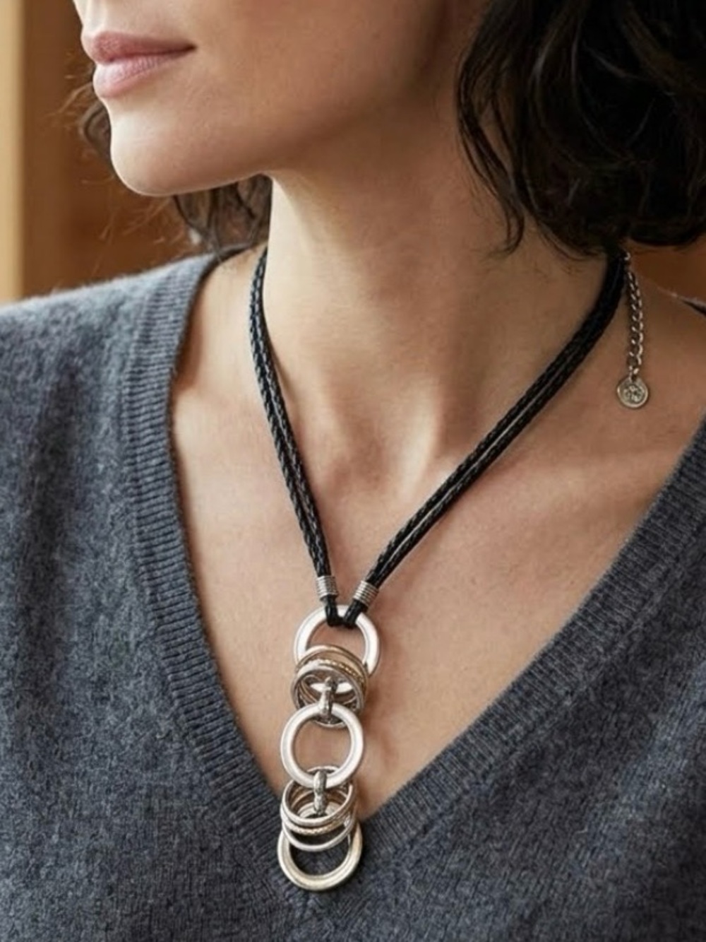 Silver and Black Necklace